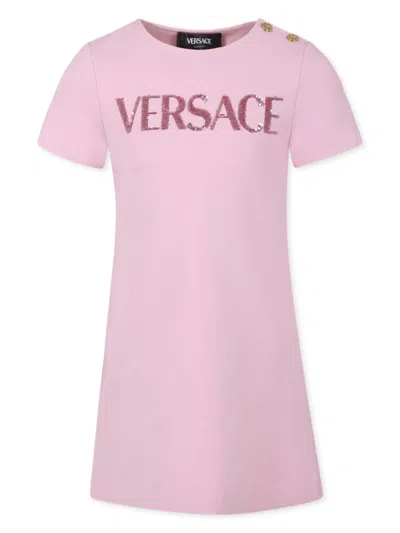 Versace Kids' Sequinned Dress In Pink