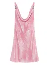 Versace Medusa Strap Silk Chiffon Sequin Cocktail Dress In Pink