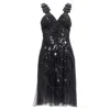 Versace Sequins Bead Embellishment Ruffle Strap Dress In Black