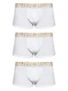 Versace Luxurious Cotton Blend Underwear With Iconic Gold Logo Waistband In White