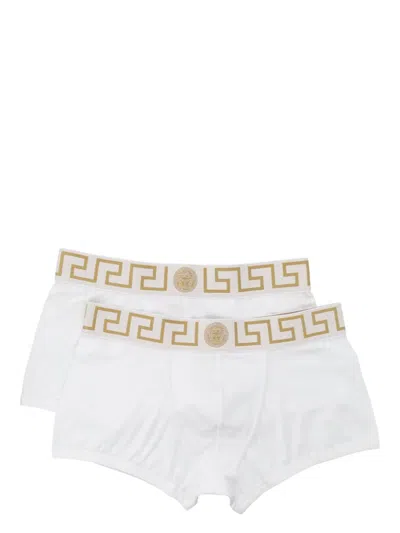 Versace Logo-waistband Boxers (pack Of Two) In White