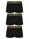 Versace Set Of 3 Boxers With Greca Border In Black