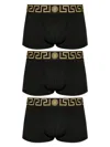 Versace Set Of Three Boxers With Greca Border In Black