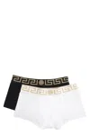 Versace Set Of Two Cotton Boxers With Logoed Elastic Band