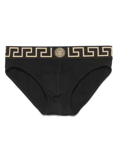 Versace Set Of Two Greek Logo Elastic Briefs In Black