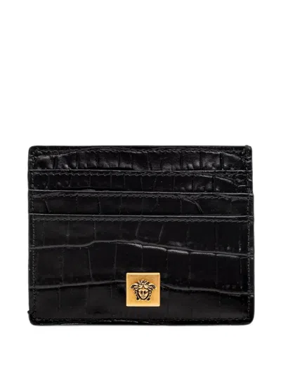 Versace Severine Croc-effect Leather Card Holder In White