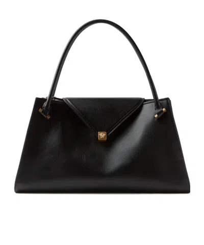 Versace Severine Large Leather Shoulder Bag In Black