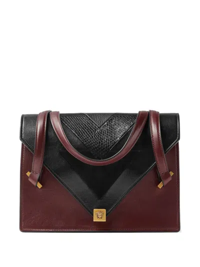 Versace Severine Python-effect Leather Shoulder Bag In Brown