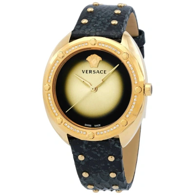 Versace Shadov Quartz Gold Dial Ladies Watch Vebm01118 In Gold / Gold Tone / Grey