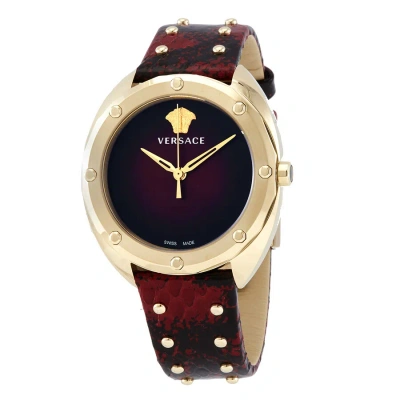 Versace Shadov Quartz Red Dial Ladies Watch Vebm00918 In Red   / Gold / Gold Tone / Skeleton / Yellow