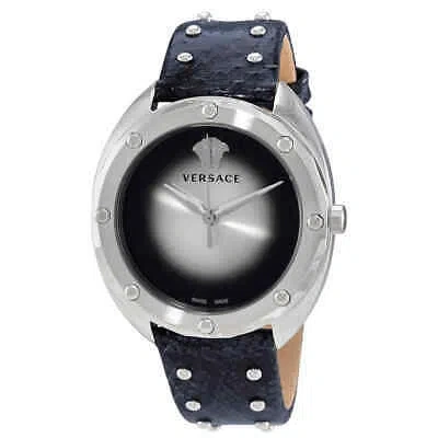 Pre-owned Versace Shadov Quartz Silver / Black Dial Ladies Watch Vebm00118