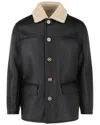Versace Shearling Leather Jacket In Black
