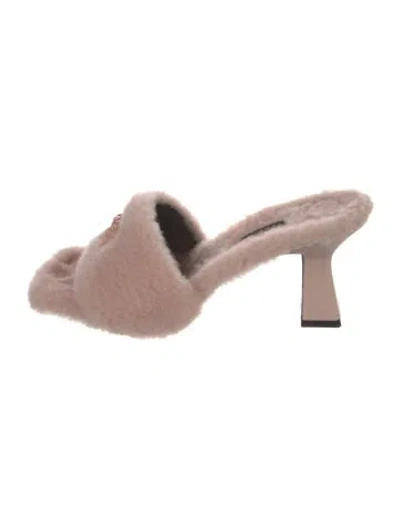 Pre-owned Versace Shearling Slides In Pink