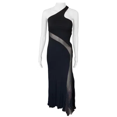 Pre-owned Versace Sheer Cutout Panel Black Evening Dress Gown
