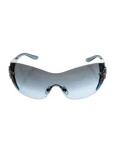 Pre-owned Versace Shield Gradient Sunglasses In Blue