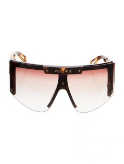 Pre-owned Versace Shield Gradient Sunglasses In Brown
