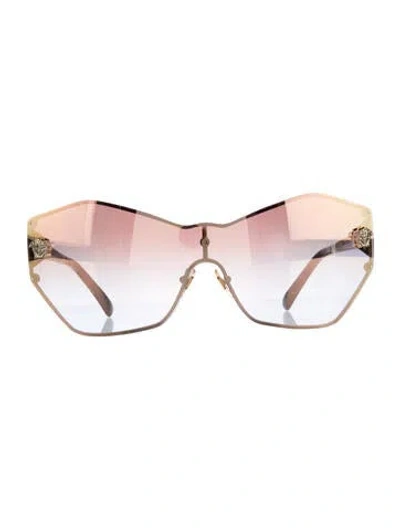 Pre-owned Versace Shield Gradient Sunglasses In Gold