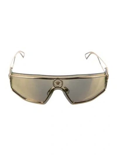 Pre-owned Versace Shield Gradient Sunglasses In Gold