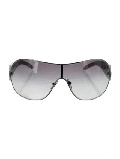 Pre-owned Versace Shield Gradient Sunglasses In White
