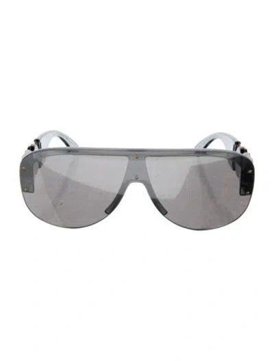 Pre-owned Versace Shield Mirrored Sunglasses