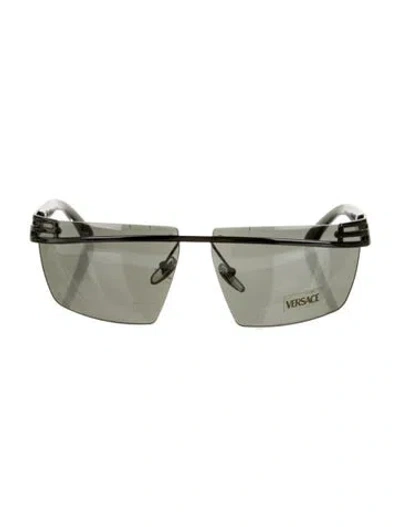Pre-owned Versace Shield Mirrored Sunglasses In Black/clear