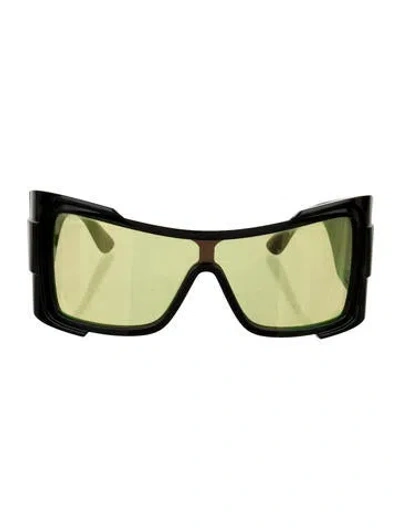 Pre-owned Versace Shield Mirrored Sunglasses In Black/green