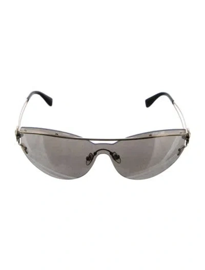 Pre-owned Versace Shield Mirrored Sunglasses In Gold