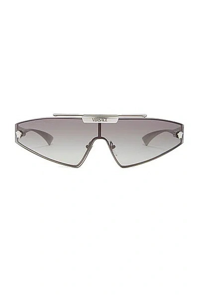 Versace Shield Sunglasses In Silver