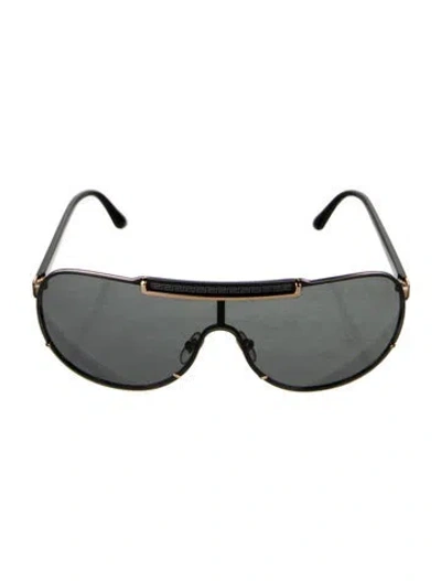 Pre-owned Versace Shield Tinted Sunglasses In Black