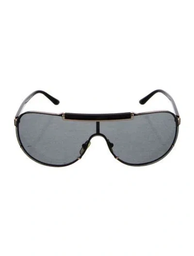 Pre-owned Versace Shield Tinted Sunglasses In Black