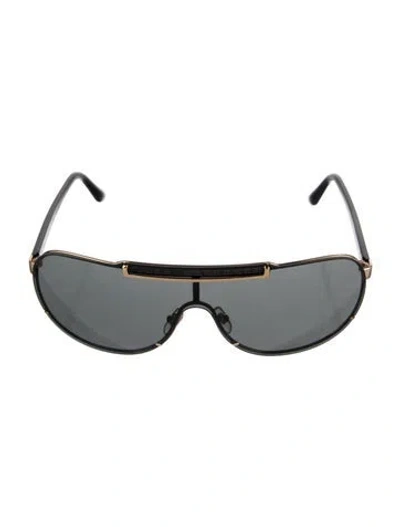 Pre-owned Versace Shield Tinted Sunglasses In Black