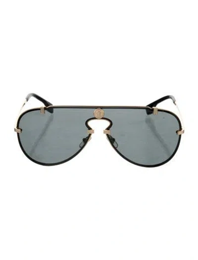 Pre-owned Versace Shield Tinted Sunglasses In Black