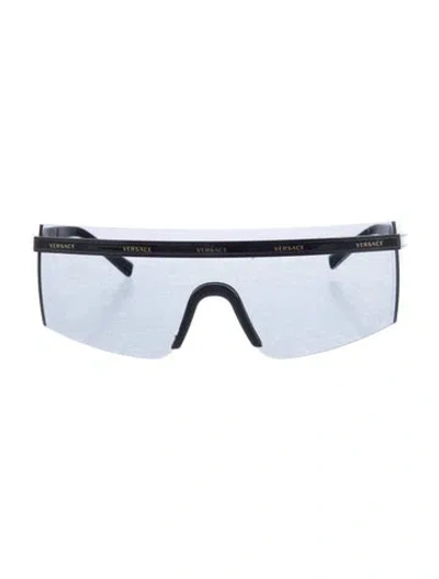 Pre-owned Versace Shield Tinted Sunglasses In Black