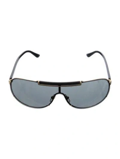 Pre-owned Versace Shield Tinted Sunglasses In Black