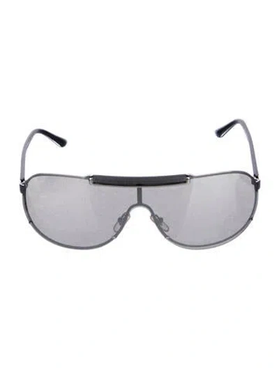 Pre-owned Versace Shield Tinted Sunglasses In Black