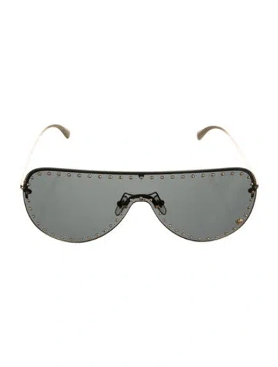 Pre-owned Versace Shield Tinted Sunglasses In Gold