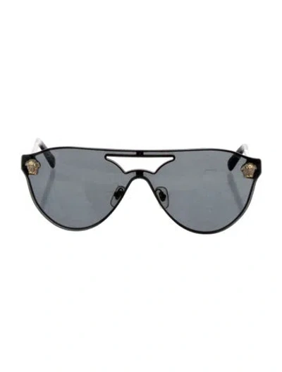 Pre-owned Versace Shield Tinted Sunglasses In Gold