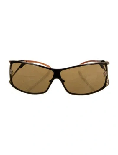 Pre-owned Versace Shield Tinted Sunglasses In Gold