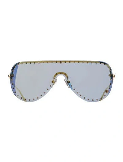 Pre-owned Versace Shield Tinted Sunglasses In Gold