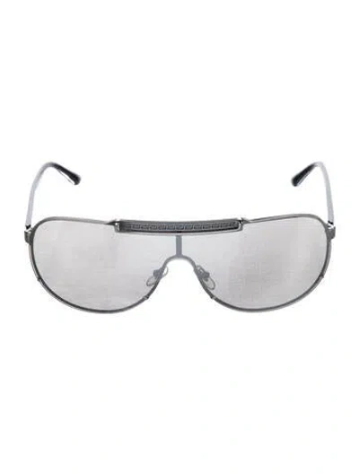 Pre-owned Versace Shield Tinted Sunglasses In Silver