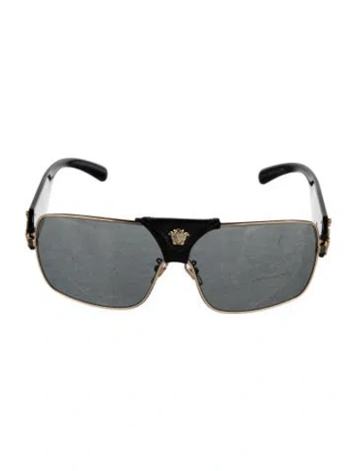 Pre-owned Versace Shield Tinted Sunglasses W/ Tags In Black