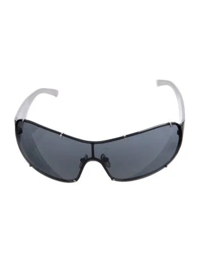 Pre-owned Versace Shield Tinted Sunglasses In White