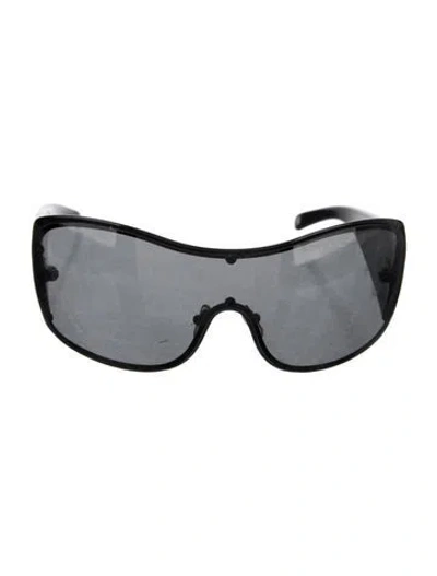 Pre-owned Versace Shield Tinted Sunglasses In White