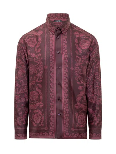Versace Shirt In Burgundy