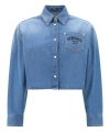 Versace Cropped Blue Denim Shirt