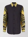 Versace Shirt Baroque Print Chest Pocket In Grey