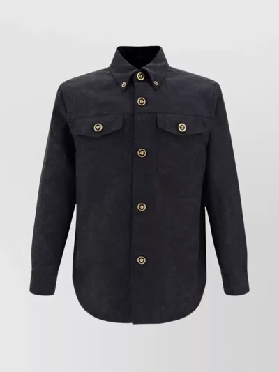 Versace Black Wool Cavalry Blouson Overshirt