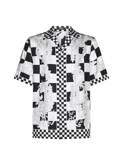 Versace Shirt In Black+white+silver
