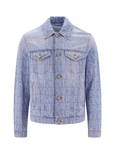 Versace Men's Buttoned Denim Jacket: Cotton, Vintage Inspired In Blue