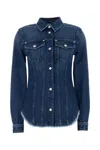 Versace Shirt Denim R Washed Medium Blue With Frayed Edge In Mediumblue